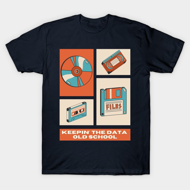 Keepin' The Data Old School (Retro Pink) | Geek Data Retro Design T-Shirt by GeekFlex